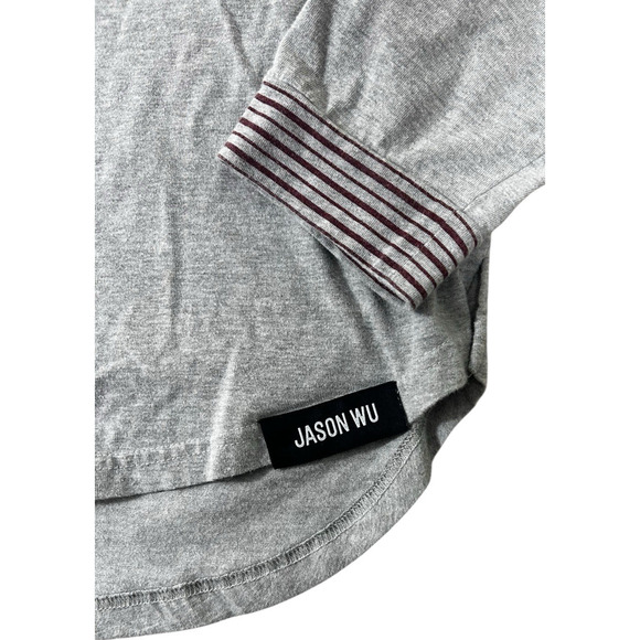 Women's Jason Wu for EVAAIR Gray Top Sz M Long-Sleeve Shirt Casual Cotton Tee - Picture 4 of 9